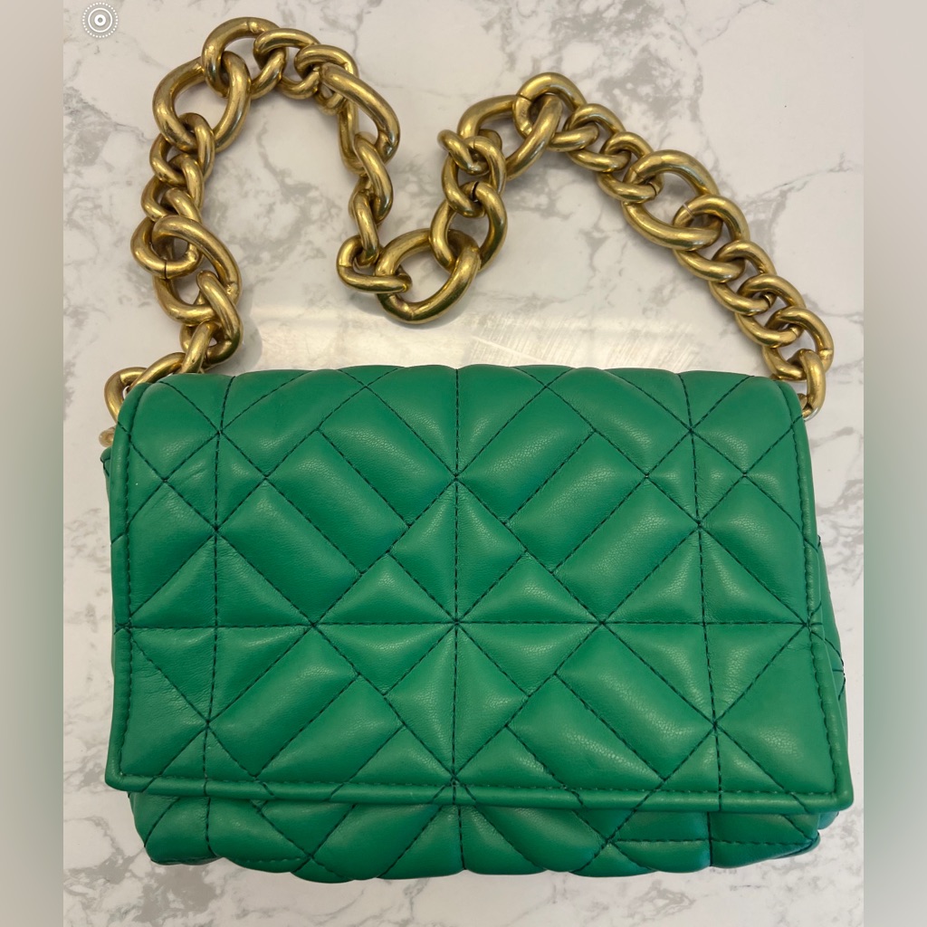 Zara Green Quilted Chain Bag